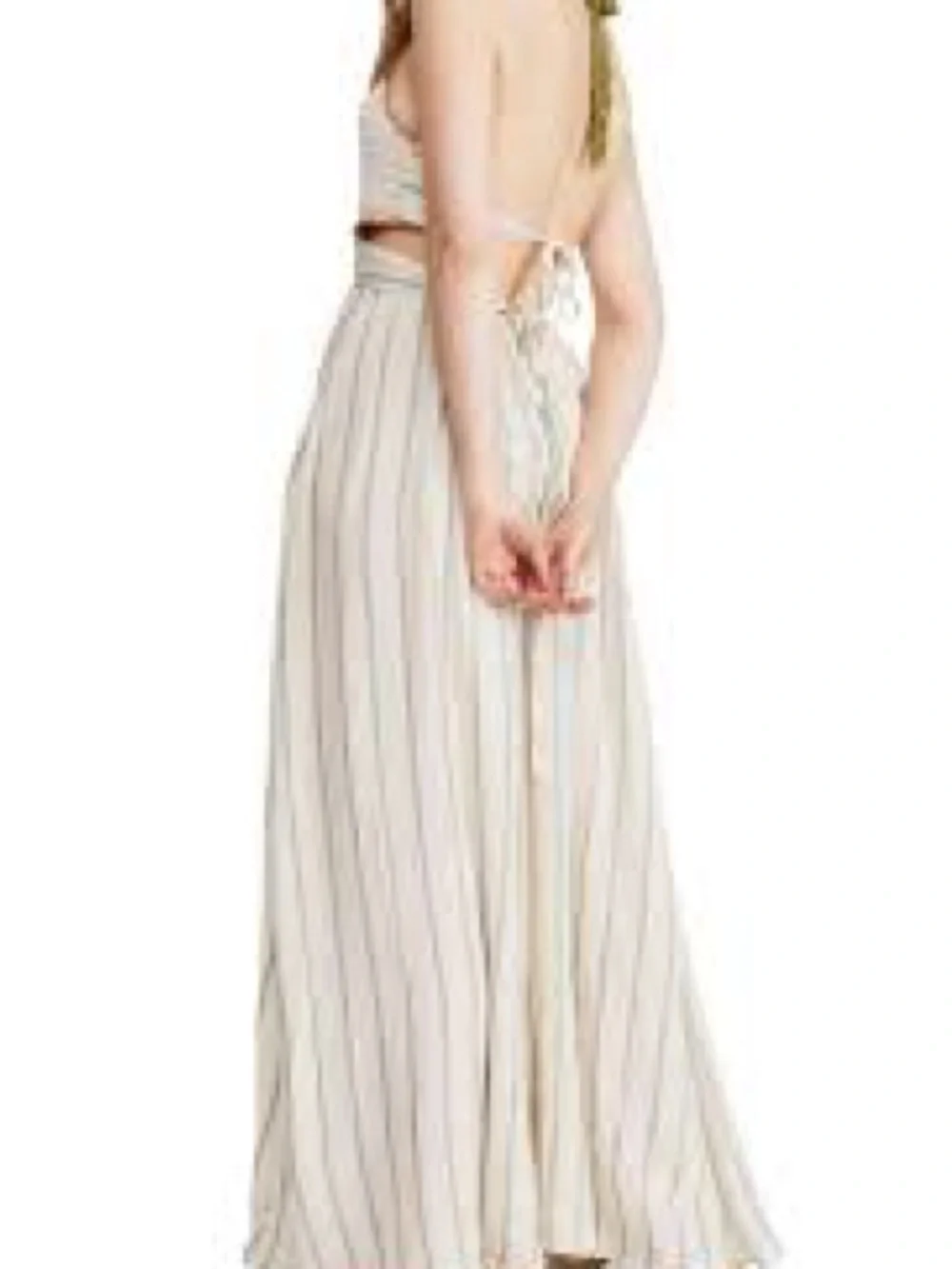 Free People Cream Maxi Dress with Olive Bodice
